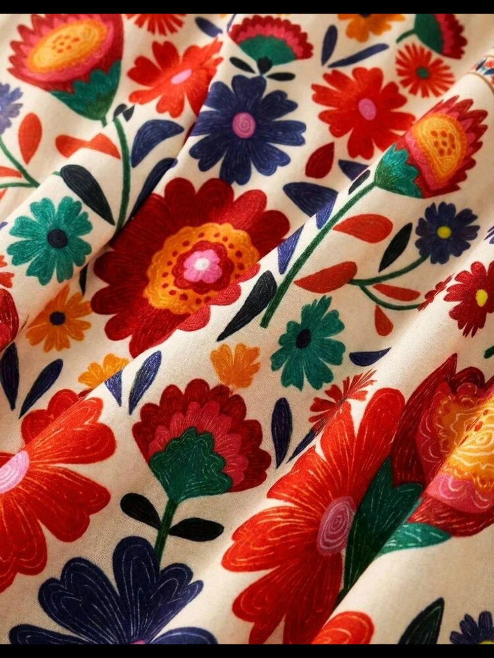 Girls Floral Embroidered Beige Sundress - Bright Multicolor